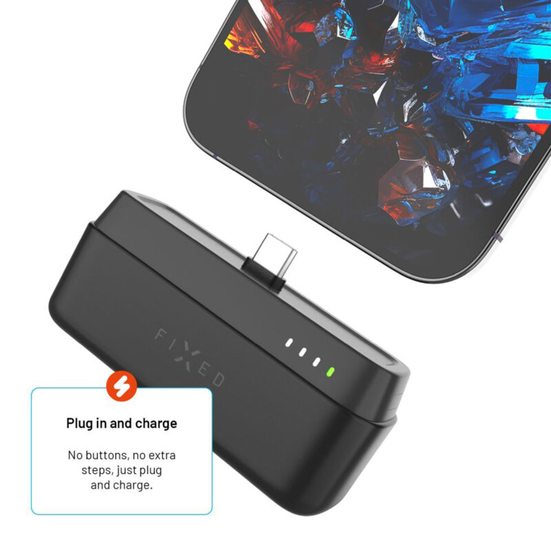 Baterie externa USB-C Fixed, 20W, 5000mAh, negru, FIXZEN-5PL-BK