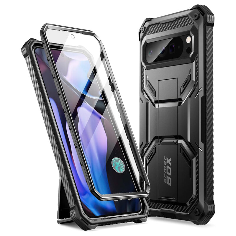 [Pachet 360°] Husa + folie Google Pixel 9 Pro I-Blason Armorbox, negru