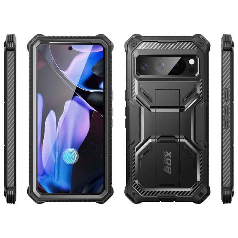 [Pachet 360°] Husa + folie Google Pixel 9 Pro I-Blason Armorbox, negru