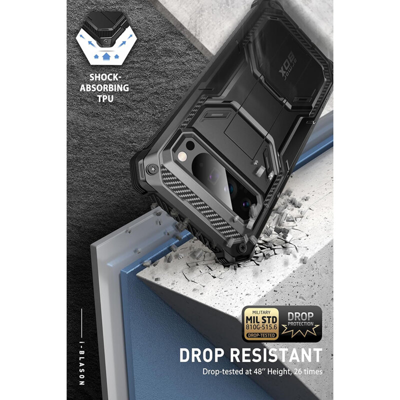 [Pachet 360°] Husa + folie Google Pixel 9 Pro I-Blason Armorbox, negru