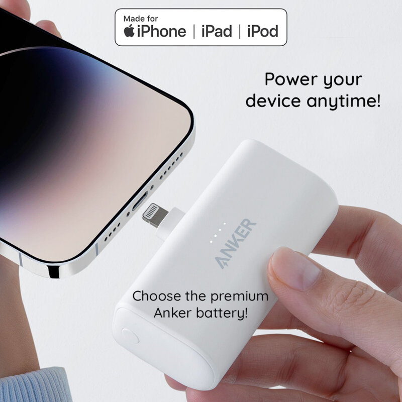 Power bank, baterie externa Anker Nano, 5000mAh, 12W, alb