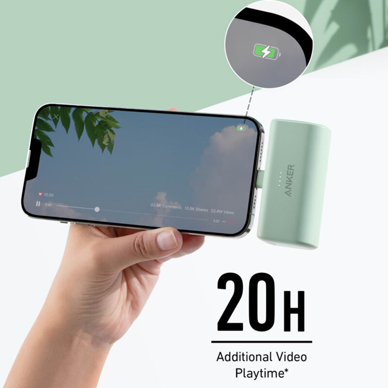 Power bank, baterie externa Anker Nano, 5000mAh, 12W, alb