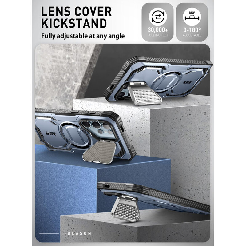 [Pachet 360°] Husa + folie Samsung Galaxy S24 Ultra I-Blason Armorbox MagSafe, albastru