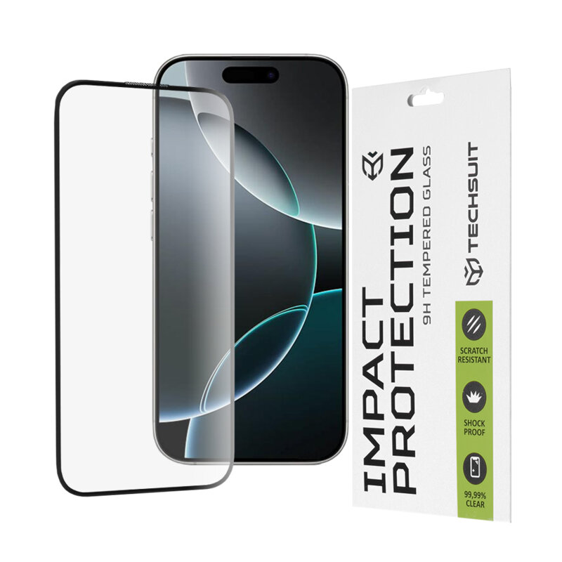Folie sticla iPhone 16 Pro Techsuit 111D Full Glue Full Cover, negru