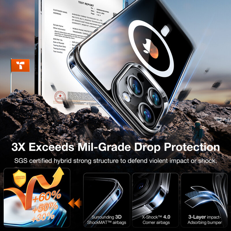 Husa iPhone 15 Pro Max Torras Diamond MagSafe Series, transparenta