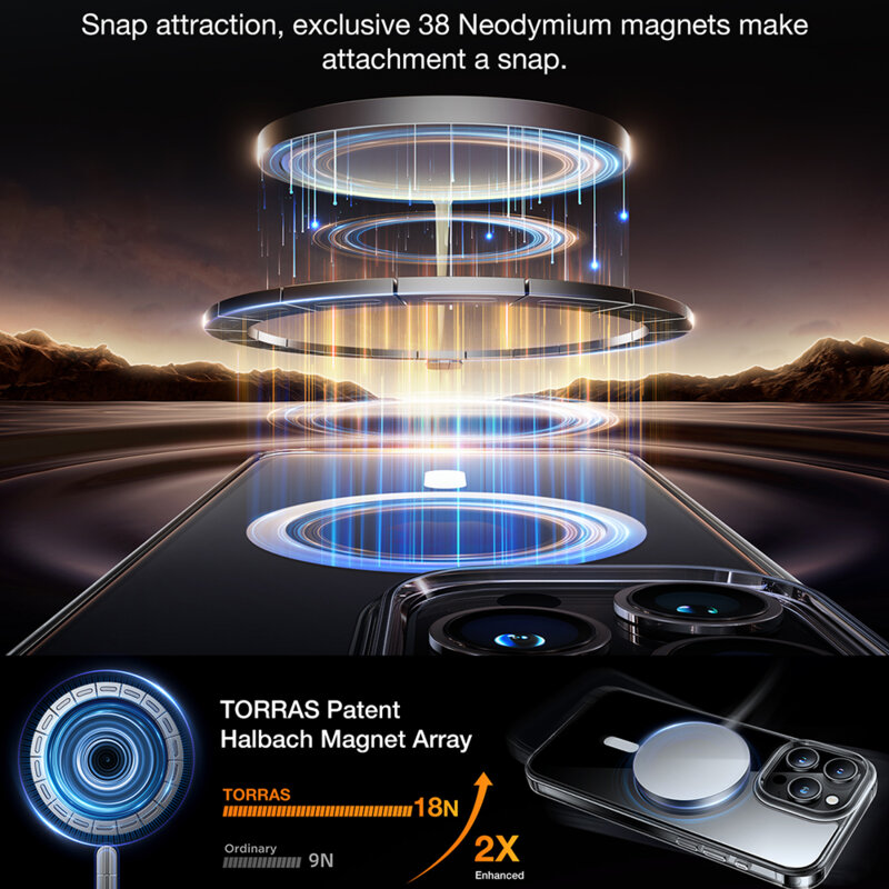 Husa iPhone 15 Pro Max Torras Diamond MagSafe Series, transparenta