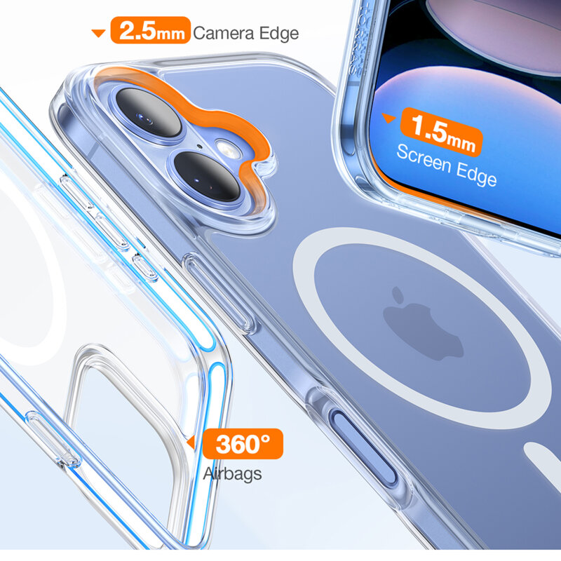 Husa iPhone 16 Torras Diamond MagSafe Series, transparenta