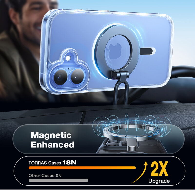 Husa iPhone 16 Plus Torras Diamond MagSafe Series, transparenta