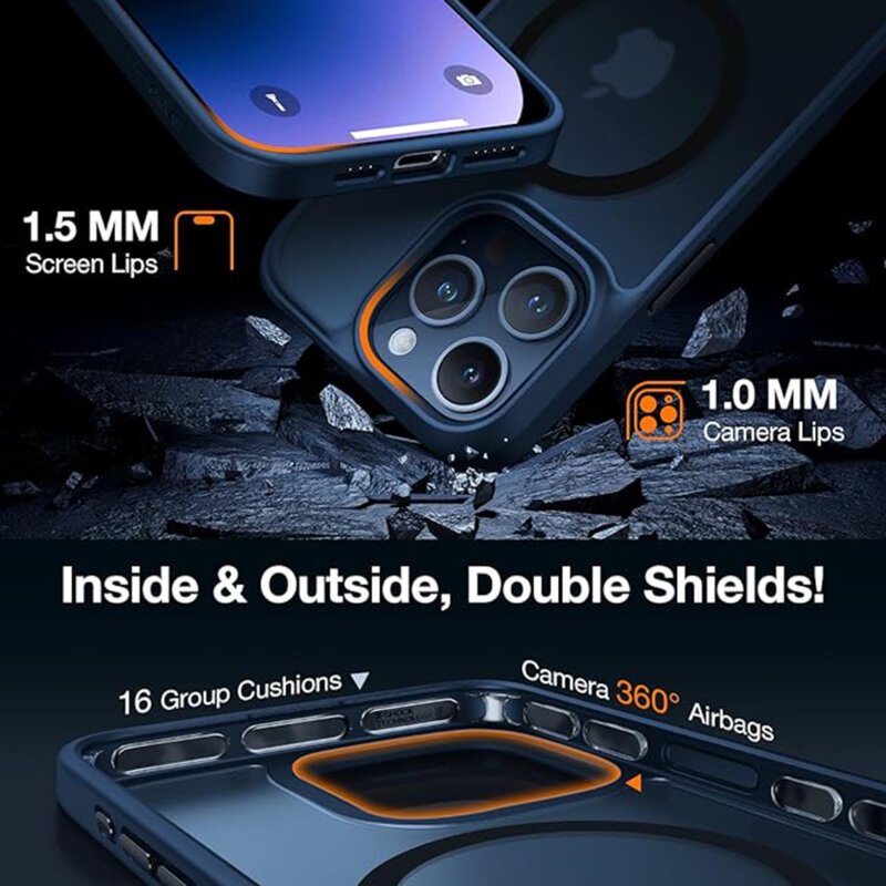 Husa iPhone 15 Pro Max Torras Guardian Magnetic Series, albastru