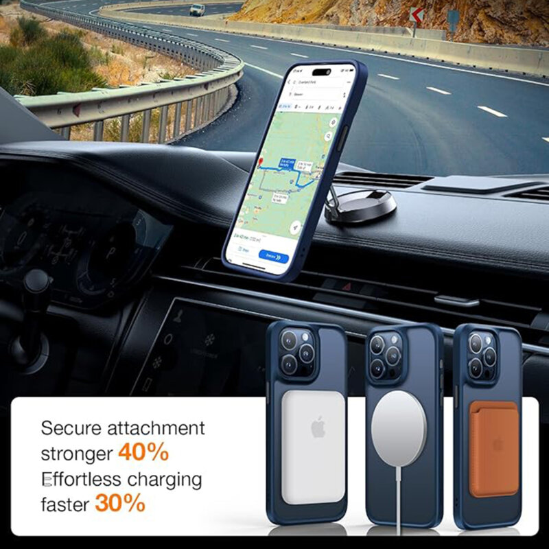 Husa iPhone 15 Pro Torras Guardian Magnetic Series, albastru