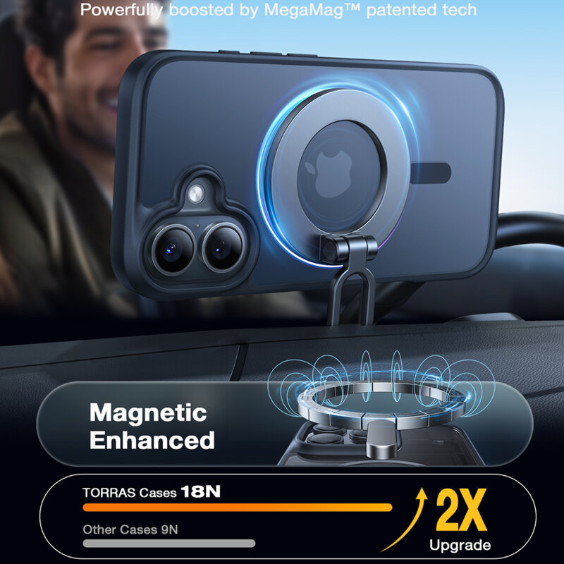 Husa iPhone 16 Plus Torras Guardian Magnetic Series, negru