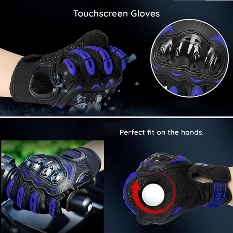 Manusi moto de barbati Techsuit, marimea L, albastru, OG105