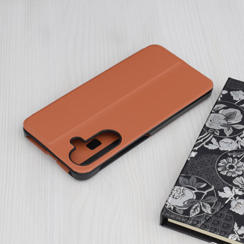 Husa Samsung Galaxy A36 5G Eco Leather View flip tip carte, portocaliu