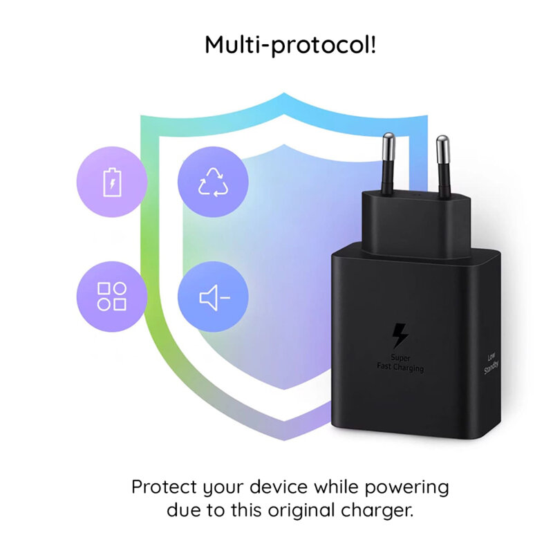 Incarcator Type-C Samsung Super Fast Charging 50W + cablu Type-C, EP-T5020XBEGEU, blister