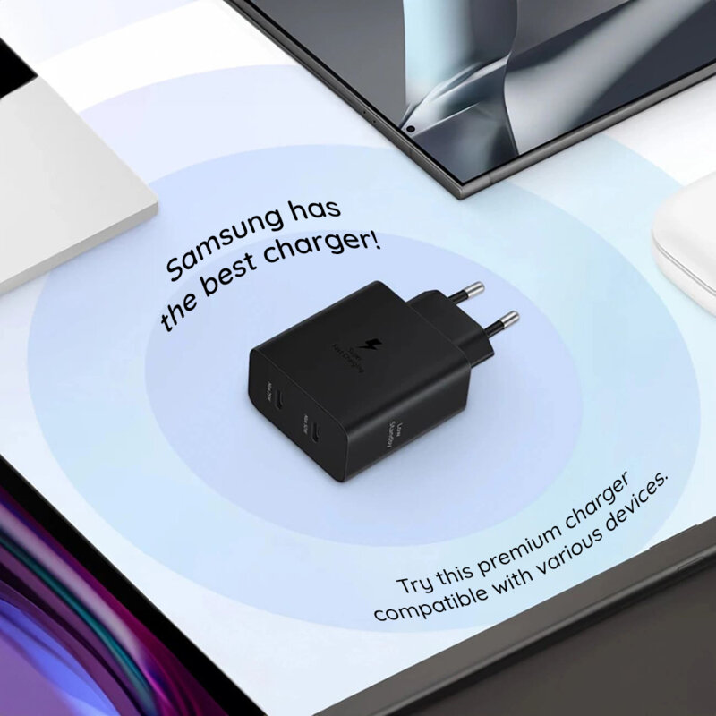 Incarcator Type-C Samsung Super Fast Charging 50W + cablu Type-C, EP-T5020XBEGEU, blister