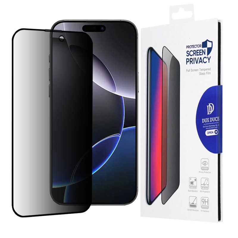 Folie sticla iPhone 16 Pro Max Dux Ducis Tempered Glass Privacy, negru