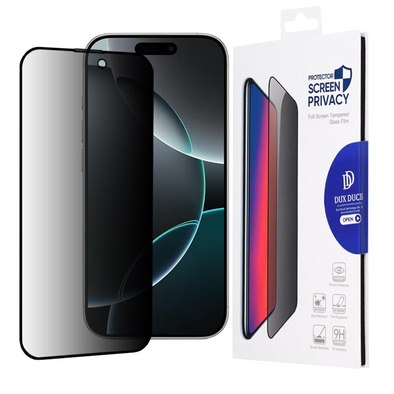 Folie sticla iPhone 16 Pro Dux Ducis Tempered Glass Privacy, negru