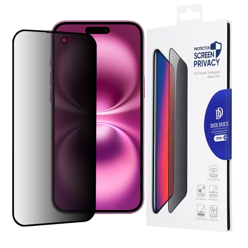 Folie sticla iPhone 16 Plus Dux Ducis Tempered Glass Privacy, negru