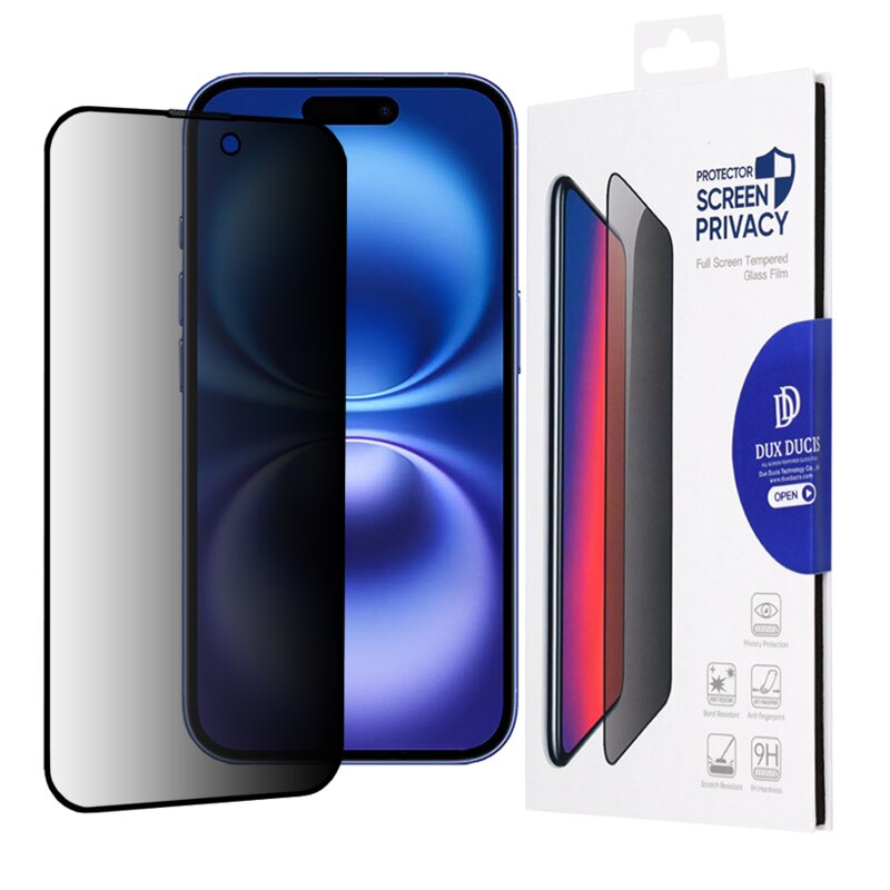 Folie sticla iPhone 16 Dux Ducis Tempered Glass Privacy, negru
