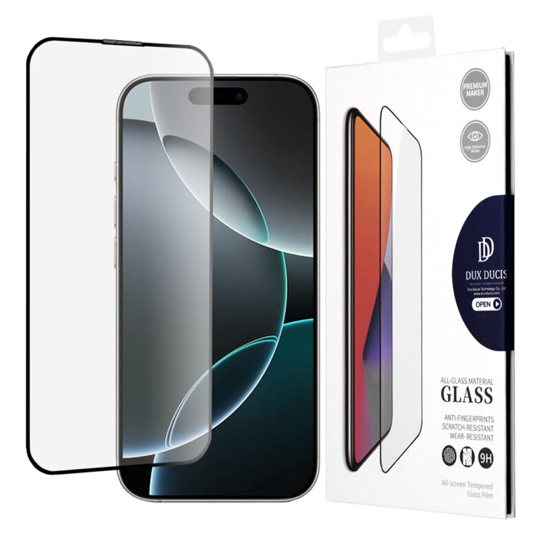Folie sticla iPhone 16 Pro Dux Ducis Tempered Glass, negru
