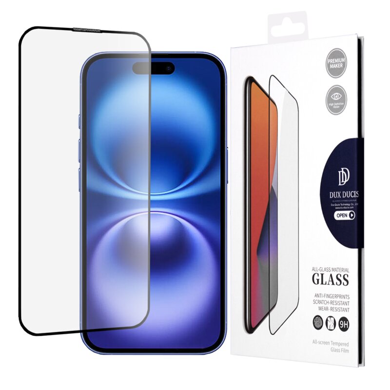 Folie sticla iPhone 16 Dux Ducis Tempered Glass, negru