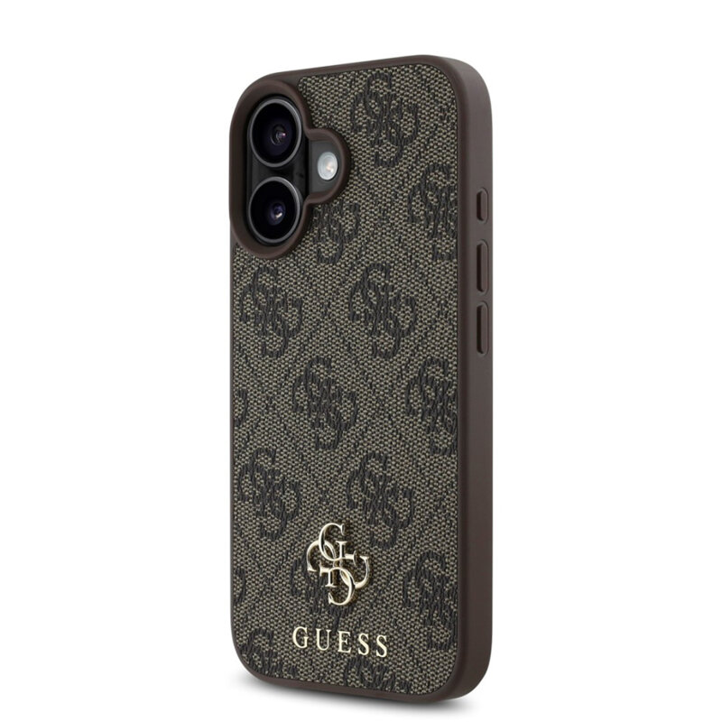 Husa originala Guess iPhone 16 Hardcase 4G Classic MagSafe, maro, GUHMP16SP4SM4MW