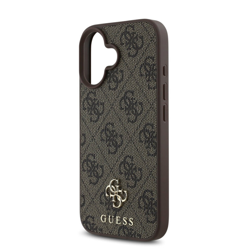 Husa originala Guess iPhone 16 Hardcase 4G Classic MagSafe, maro, GUHMP16SP4SM4MW