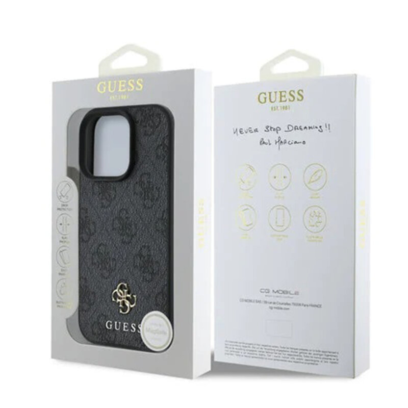 Husa originala Guess iPhone 16 Pro Hardcase 4G Classic MagSafe, negru, GUHMP16LP4SM4MK
