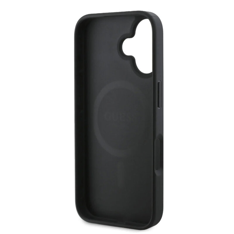 Husa originala Guess iPhone 16 Hardcase 4G Classic MagSafe, negru, GUHMP16SP4SM4MK