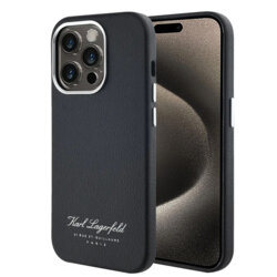 Husa iPhone 15 Pro Max Karl Lagerfeld Hardcase Leather Hotel, negru, RSG, KLHCP15XPGWCMKHK