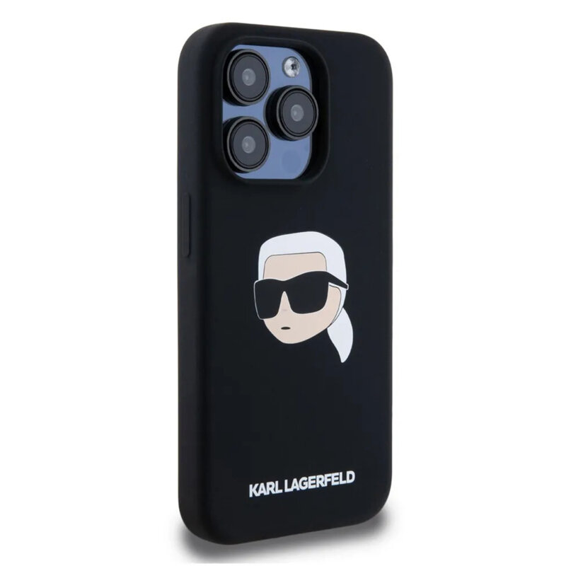 Husa Karl Lagerfeld iPhone 15 Pro Max Silicone MagSafe, Karl`s Head, KLHMP15XSKHPPLK