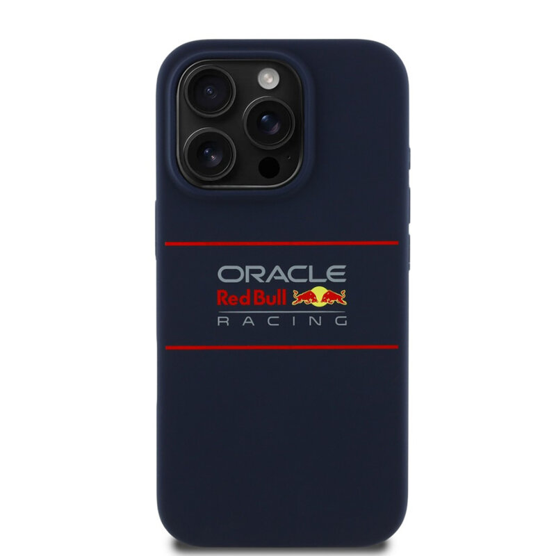Husa iPhone 16 Pro Max Red Bull Racing Silicone Horizontal Centered Logo MagSafe, albastru inchis, RBHMP16X24SIHSRV