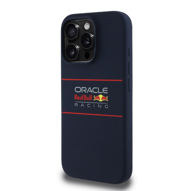 Husa iPhone 16 Pro Max Red Bull Racing Silicone Horizontal Centered Logo MagSafe, albastru inchis, RBHMP16X24SIHSRV