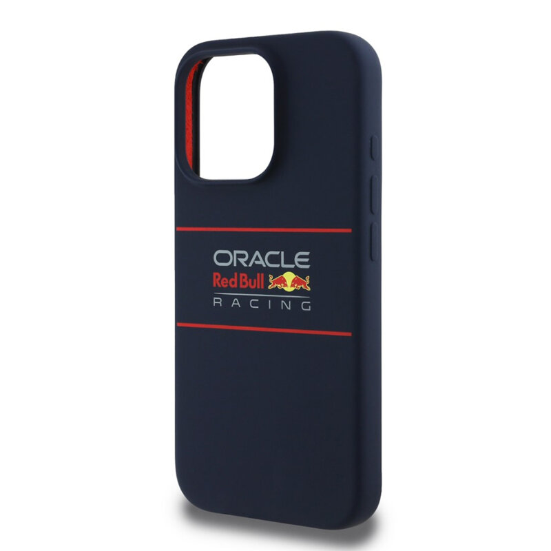 Husa iPhone 16 Pro Red Bull Racing Silicone Horizontal Centered Logo MagSafe, albastru inchis, RBHMP16L24SIHSRV