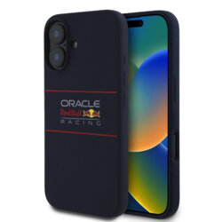 Husa iPhone 16 Plus Red Bull Racing Silicone Horizontal Centered Logo MagSafe, albastru inchis, RBHMP16M24SIHSRV