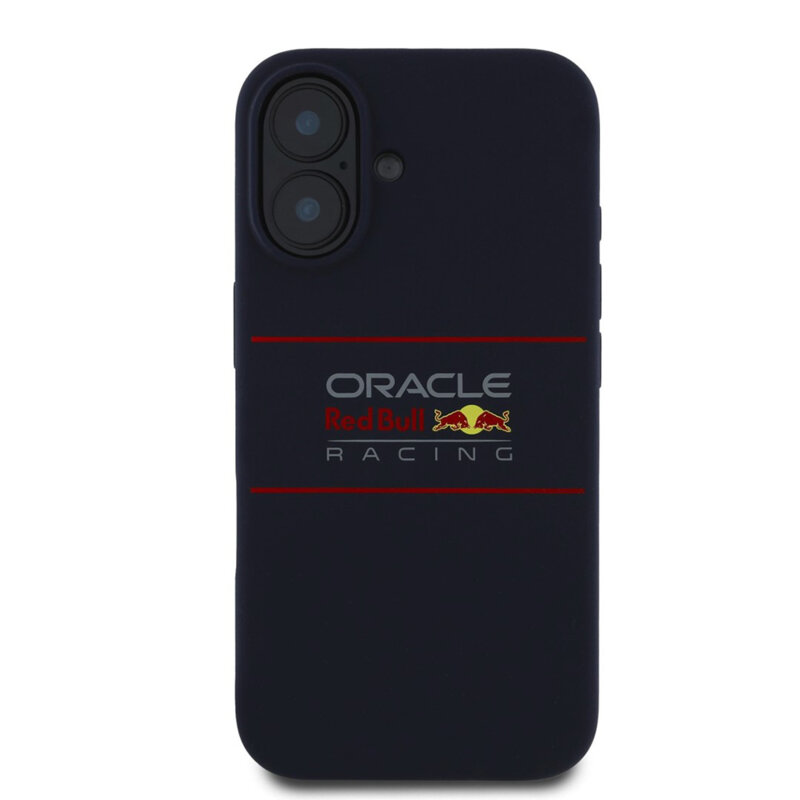 Husa iPhone 16 Plus Red Bull Racing Silicone Horizontal Centered Logo MagSafe, albastru inchis, RBHMP16M24SIHSRV