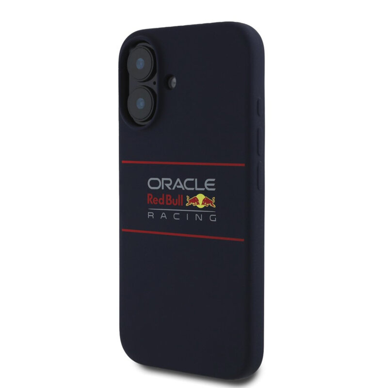 Husa iPhone 16 Plus Red Bull Racing Silicone Horizontal Centered Logo MagSafe, albastru inchis, RBHMP16M24SIHSRV