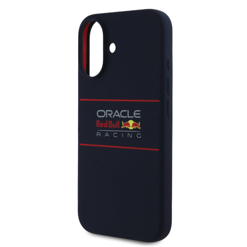 Husa iPhone 16 Plus Red Bull Racing Silicone Horizontal Centered Logo MagSafe, albastru inchis, RBHMP16M24SIHSRV