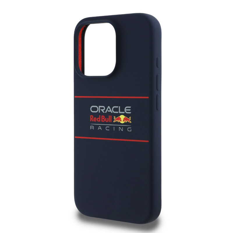 Husa iPhone 15 Pro Max Red Bull Racing Silicone Horizontal Centered Logo MagSafe, albastru inchis, RBHMP15X24SIHSRV