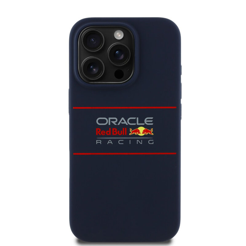 Husa iPhone 15 Pro Red Bull Racing Silicone Horizontal Centered Logo MagSafe, albastru inchis, RBHMP15L24SIHSRV