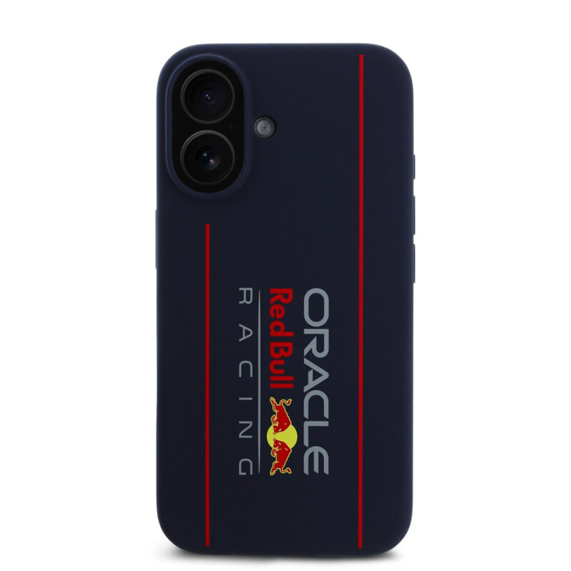 Husa iPhone 16 Red Bull Racing Silicone Oversize Vertical Logo MagSafe, bleumarin, RBHMP16S24SIOLRV