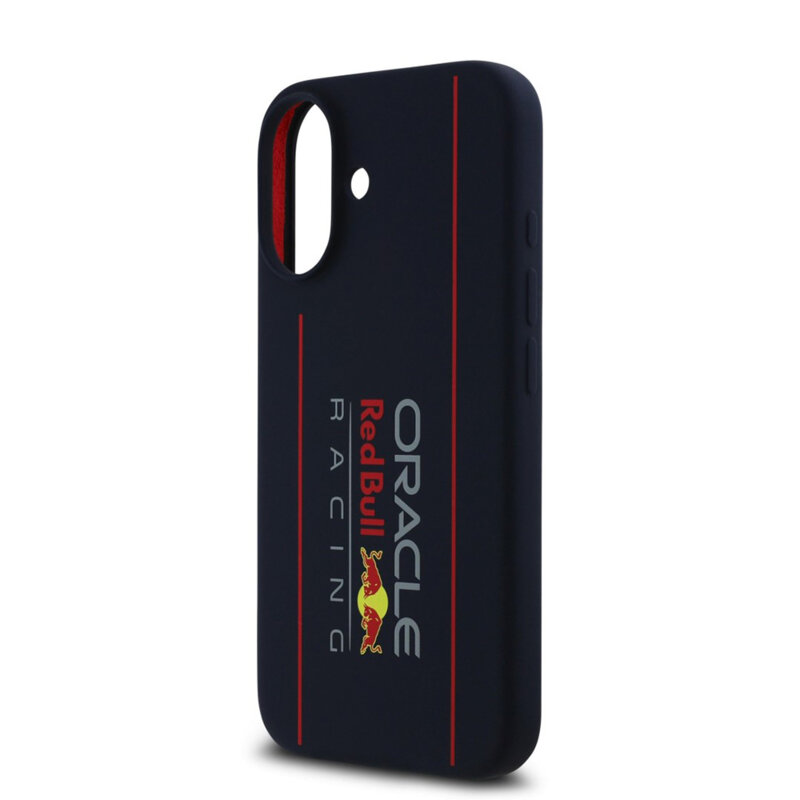 Husa iPhone 16 Red Bull Racing Silicone Oversize Vertical Logo MagSafe, bleumarin, RBHMP16S24SIOLRV