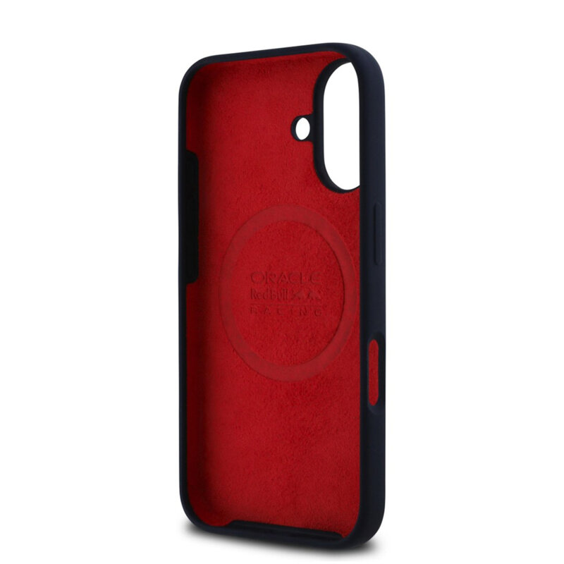 Husa iPhone 16 Red Bull Racing Silicone Oversize Vertical Logo MagSafe, bleumarin, RBHMP16S24SIOLRV