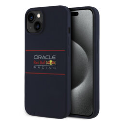 Husa iPhone 15 Red Bull Racing Silicone Horizontal Centered Logo MagSafe, albastru inchis, RBHMP15S24SIHSRV