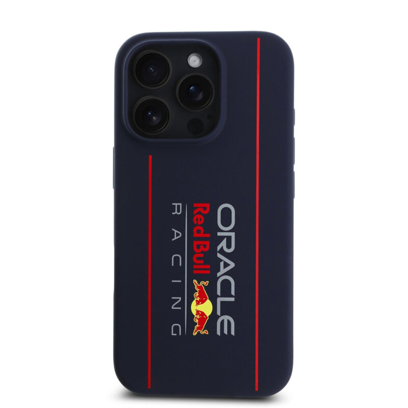 Husa iPhone 16 Pro Max Red Bull Racing Silicone Oversize Vertical Logo MagSafe, bleumarin, RBHMP16X24SIOLRV