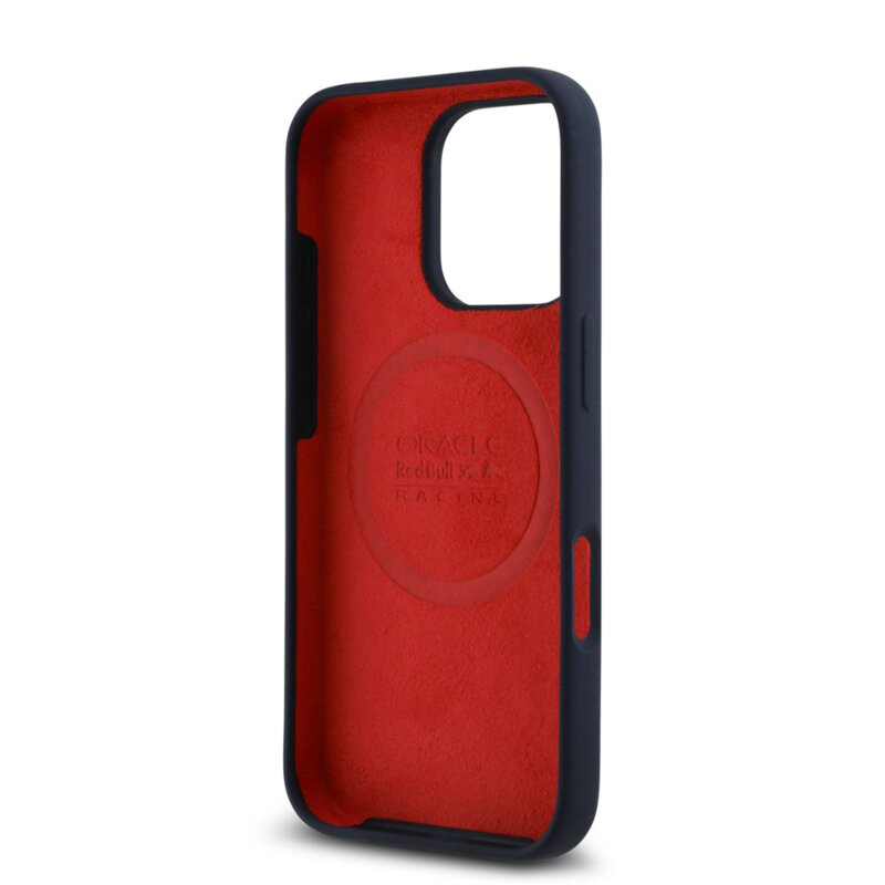 Husa iPhone 16 Pro Max Red Bull Racing Silicone Oversize Vertical Logo MagSafe, bleumarin, RBHMP16X24SIOLRV