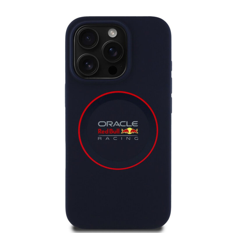 Husa iPhone 16 Pro Max Red Bull Racing Silicone Red Ring MagSafe, albastru, RBHMP16X24SIILVR