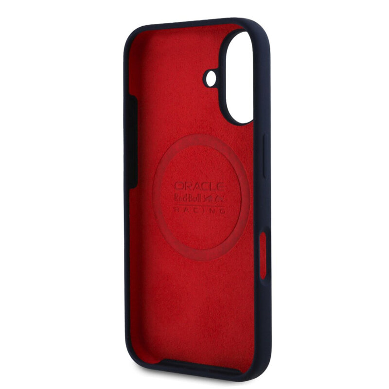 Husa iPhone 16 Plus Red Bull Racing Silicone Red Ring MagSafe, albastru, RBHMP16M24SIILVR