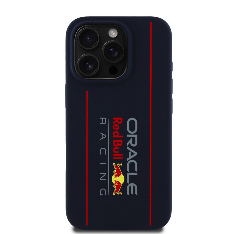 Husa iPhone 15 Pro Max Red Bull Racing Silicone Oversize Vertical Logo MagSafe, bleumarin, RBHMP15X24SIOLRV