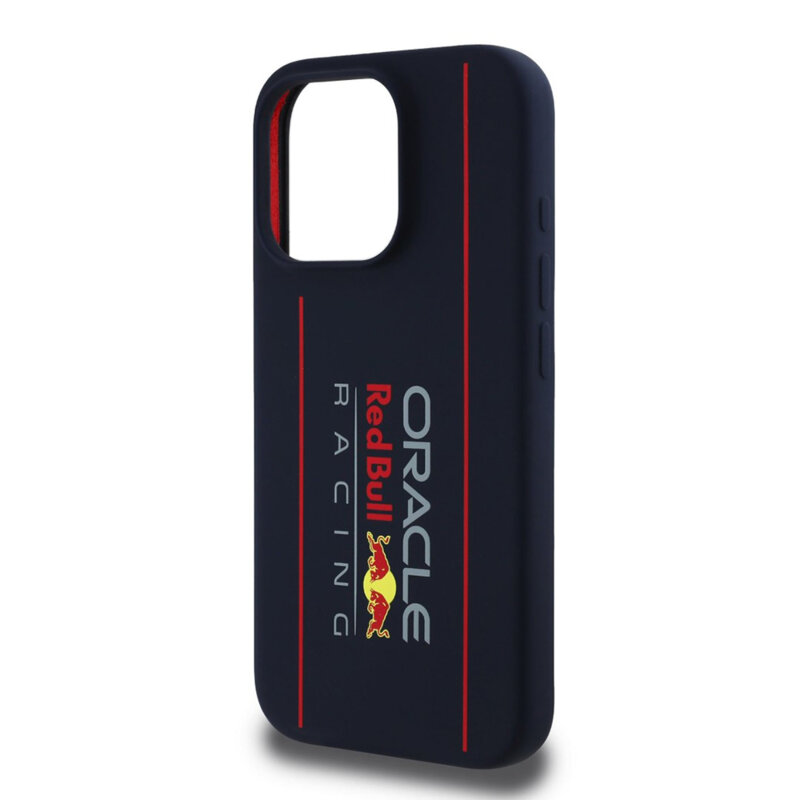 Husa iPhone 15 Pro Max Red Bull Racing Silicone Oversize Vertical Logo MagSafe, bleumarin, RBHMP15X24SIOLRV